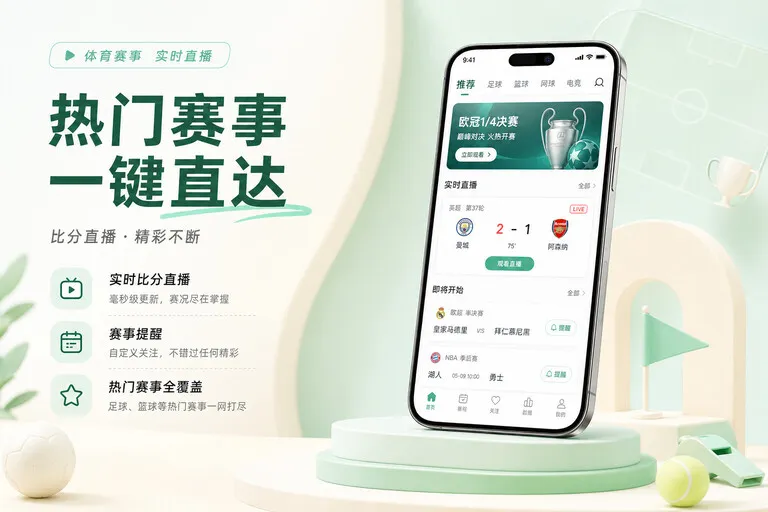 多端衔接 · 赛事App入口 · 赛程提醒更清楚界面展示